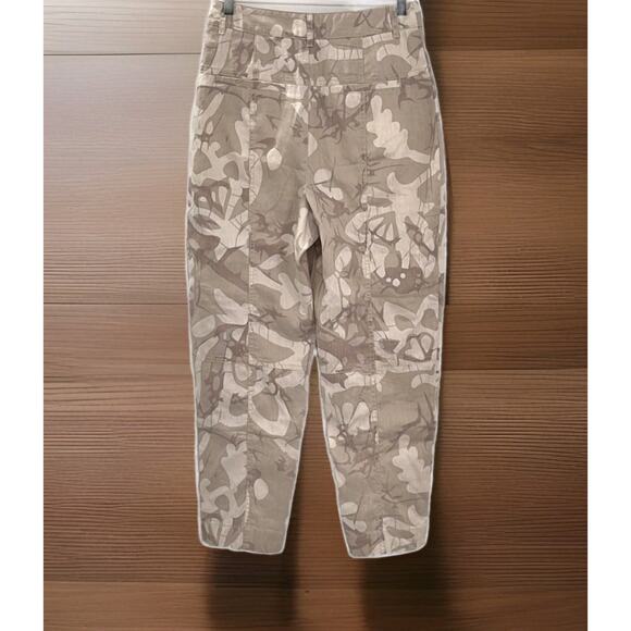 Anthropologie Pants Frannie Women Plus Linen Blend Tapered Camo Pants 20W - Picture 5 of 9